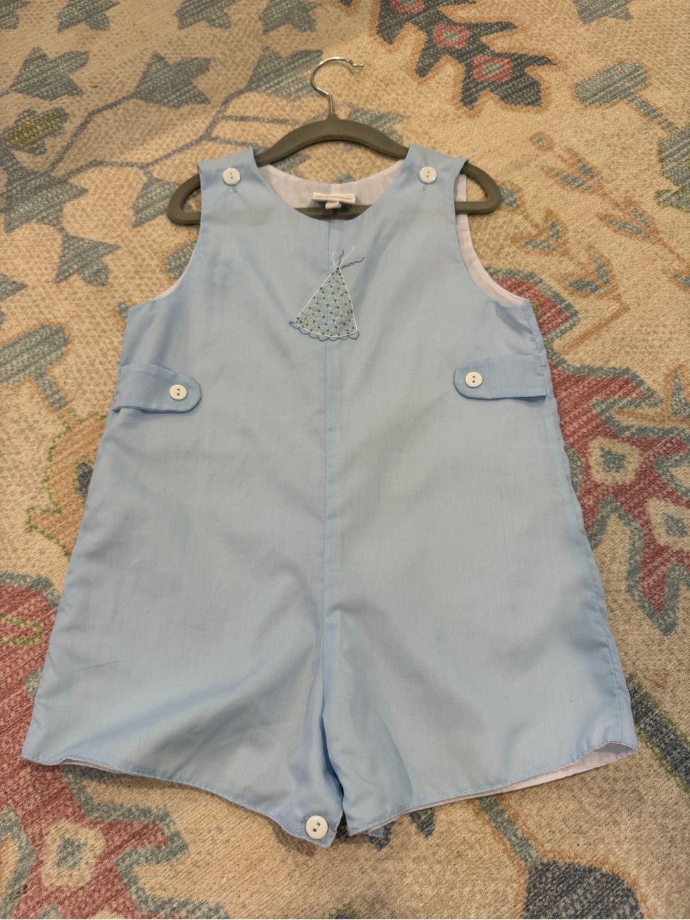 TPP Light Blue Baby Romper with Embroidered Party Hat
